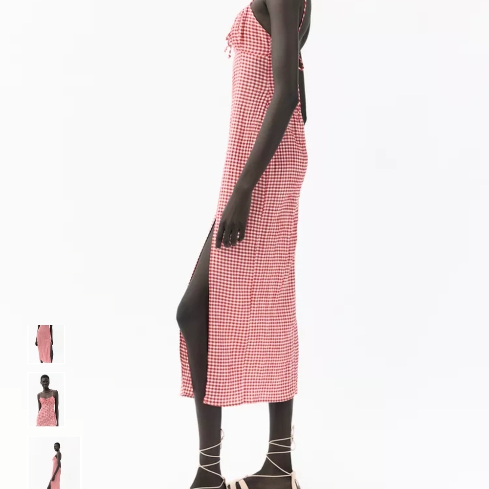 Zara Red Checkered Midi Dress - Picture 8 of 10